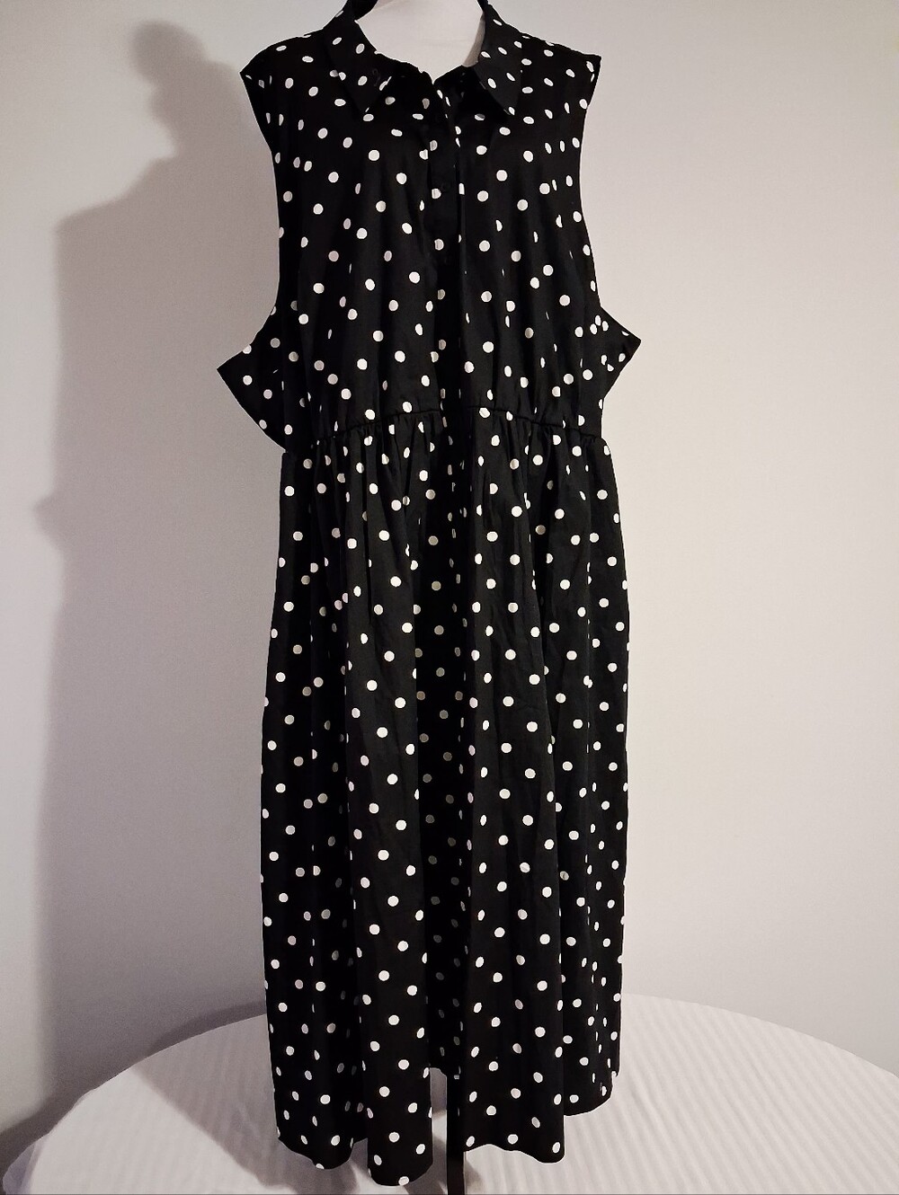 Torrid Black And White Polka-a-dot Button Front Midi Dress Womens Plus Size 6X